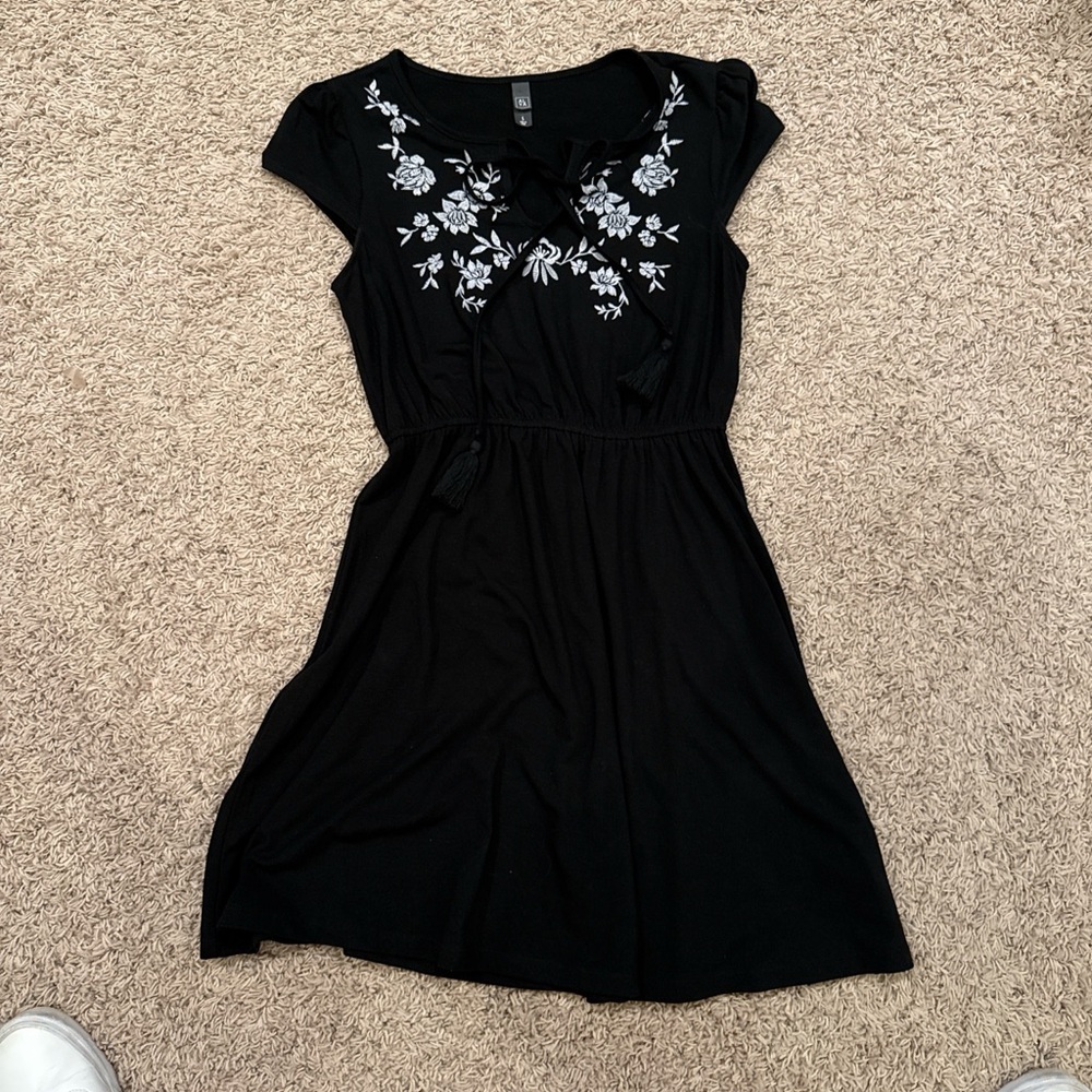 Black Floral Embroidered Dress